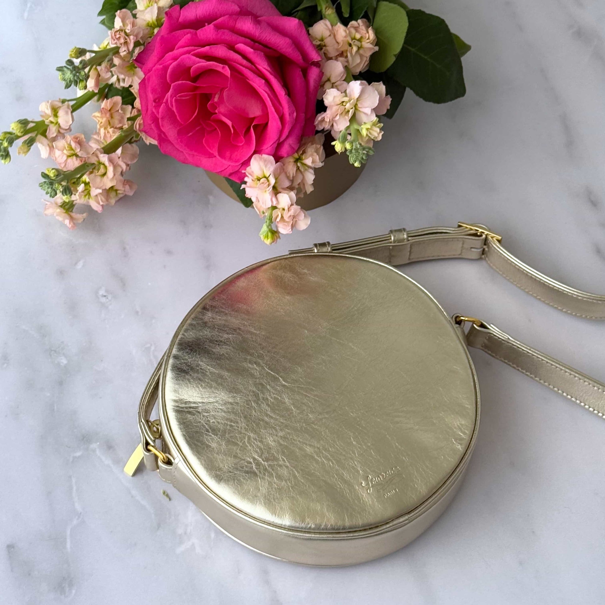 Parisian round leather bag - gold - French Address