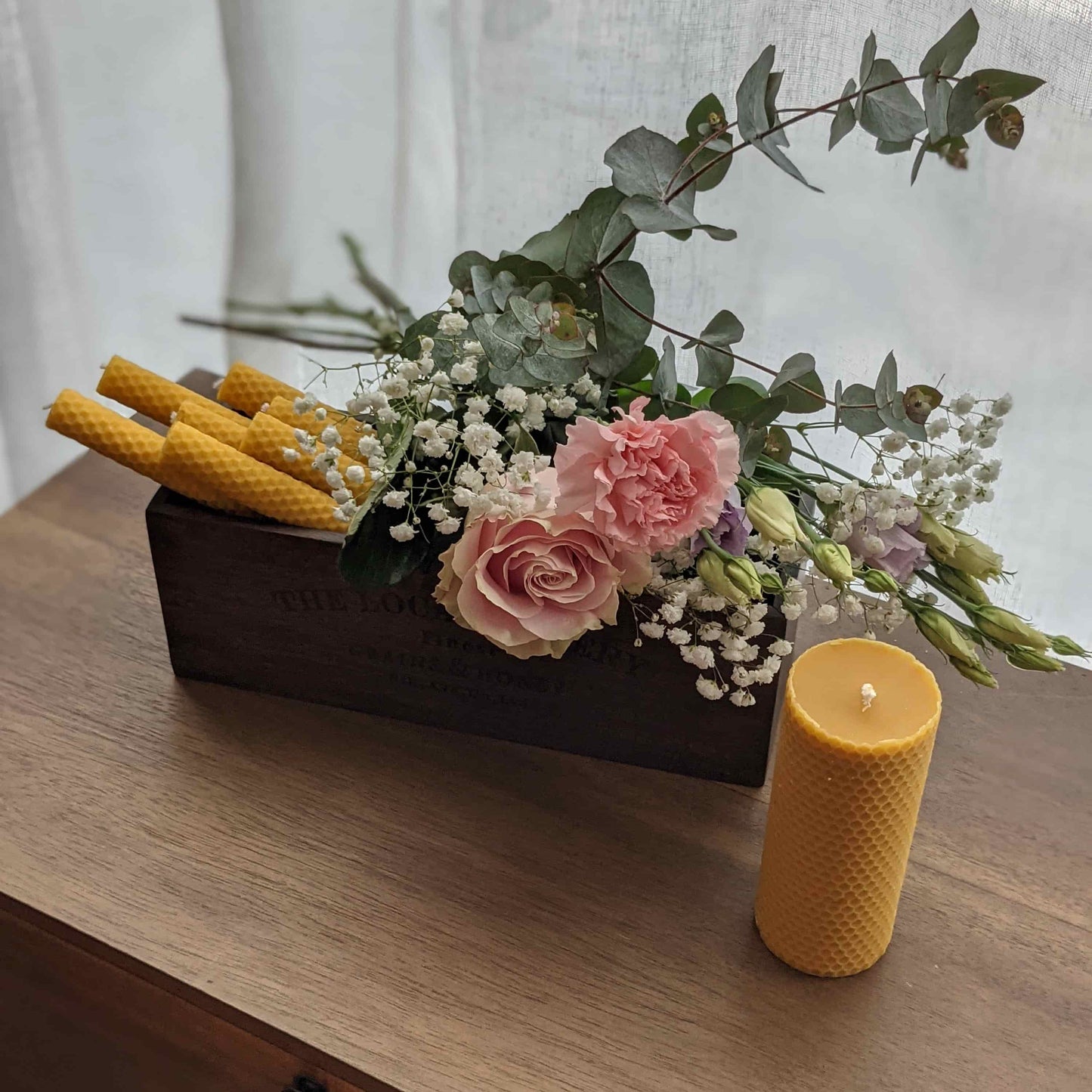 Beeswax pillar candles (x2) - French Address