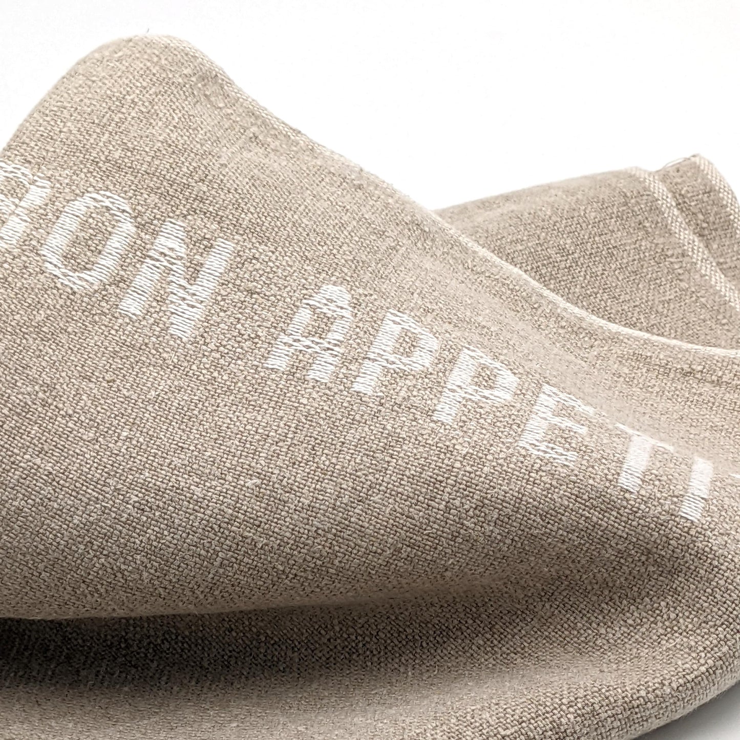Bon appétit napkins (x2) - linen & white - French Address