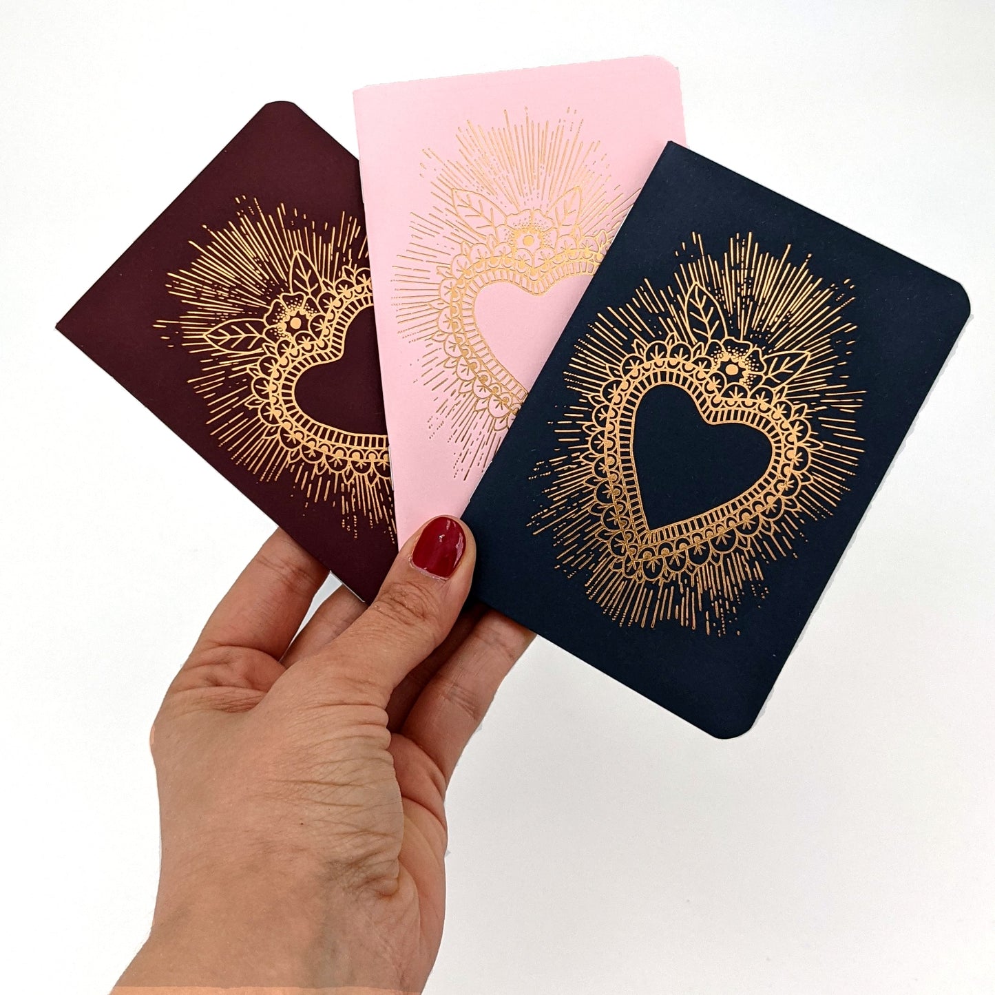 6 small notebooks Heart - French Address