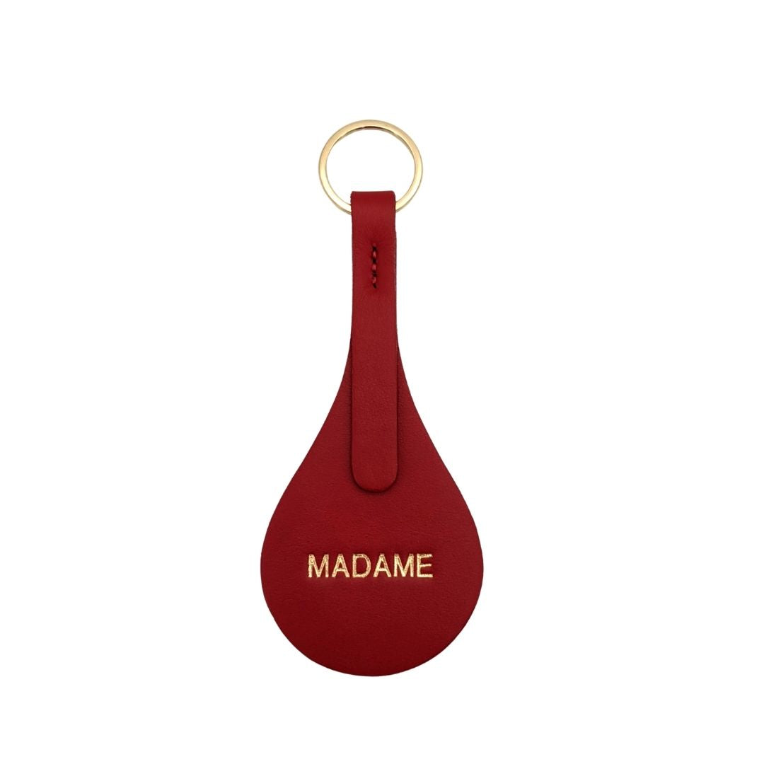 Leather keychain Madame - red - French Address