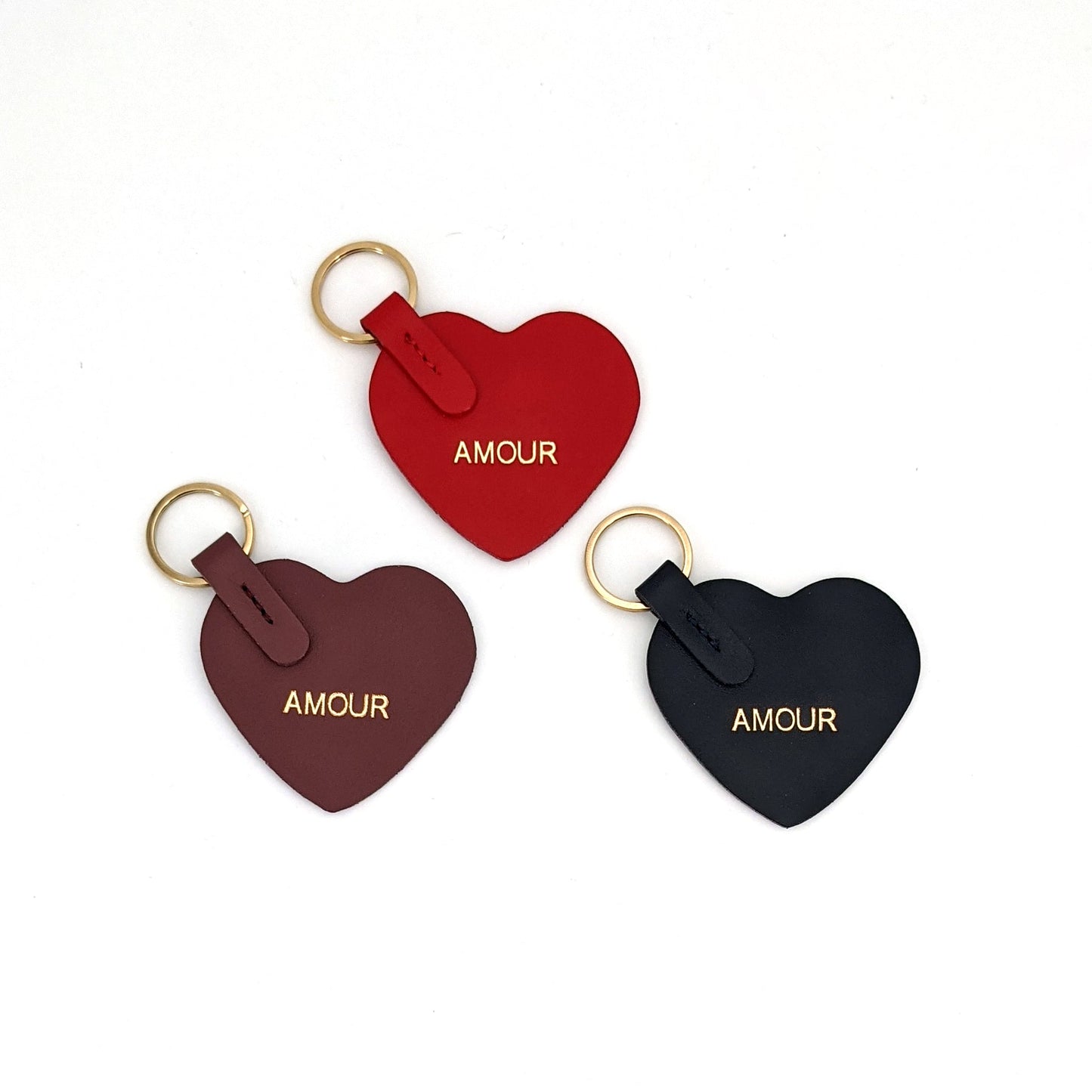 Leather keychain Love - nostalgia rose - French Address