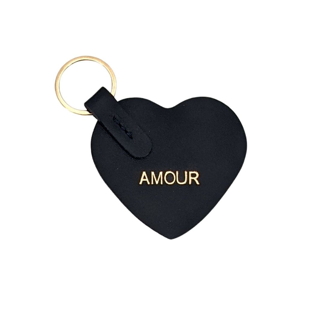 Leather keychain Love - dark blue - French Address