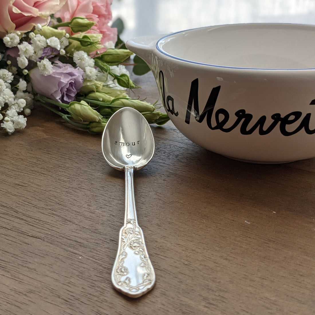 French flatware, resilvered and customized with French words. A unique French gift. 