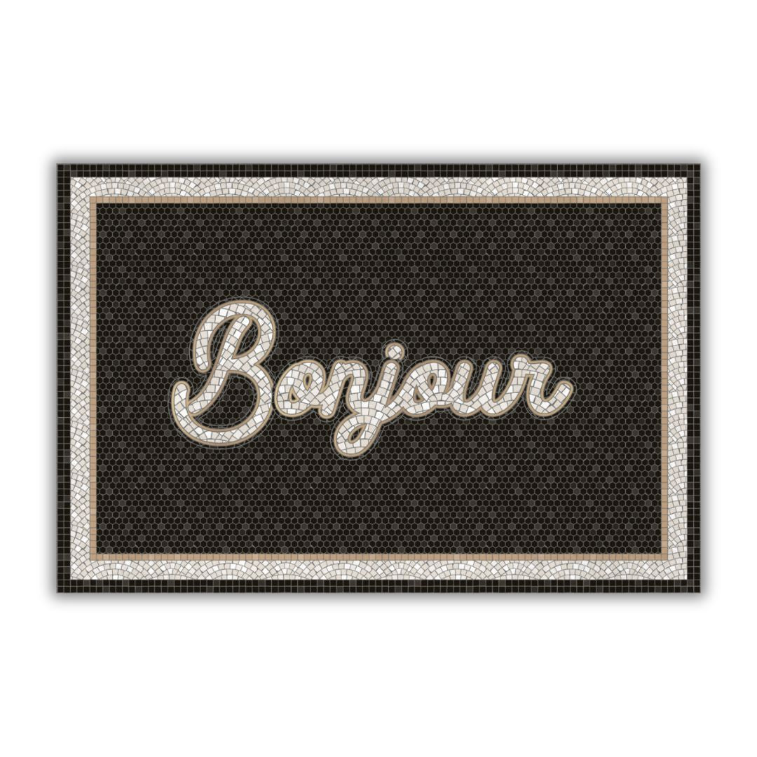 Vinyl Rug 'Bonjour' (26 x 39 in) - French Address