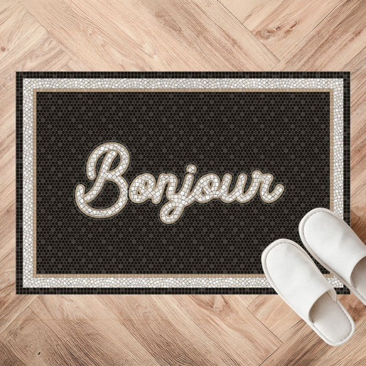 Vinyl Rug 'Bonjour' (26 x 39 in) - French Address
