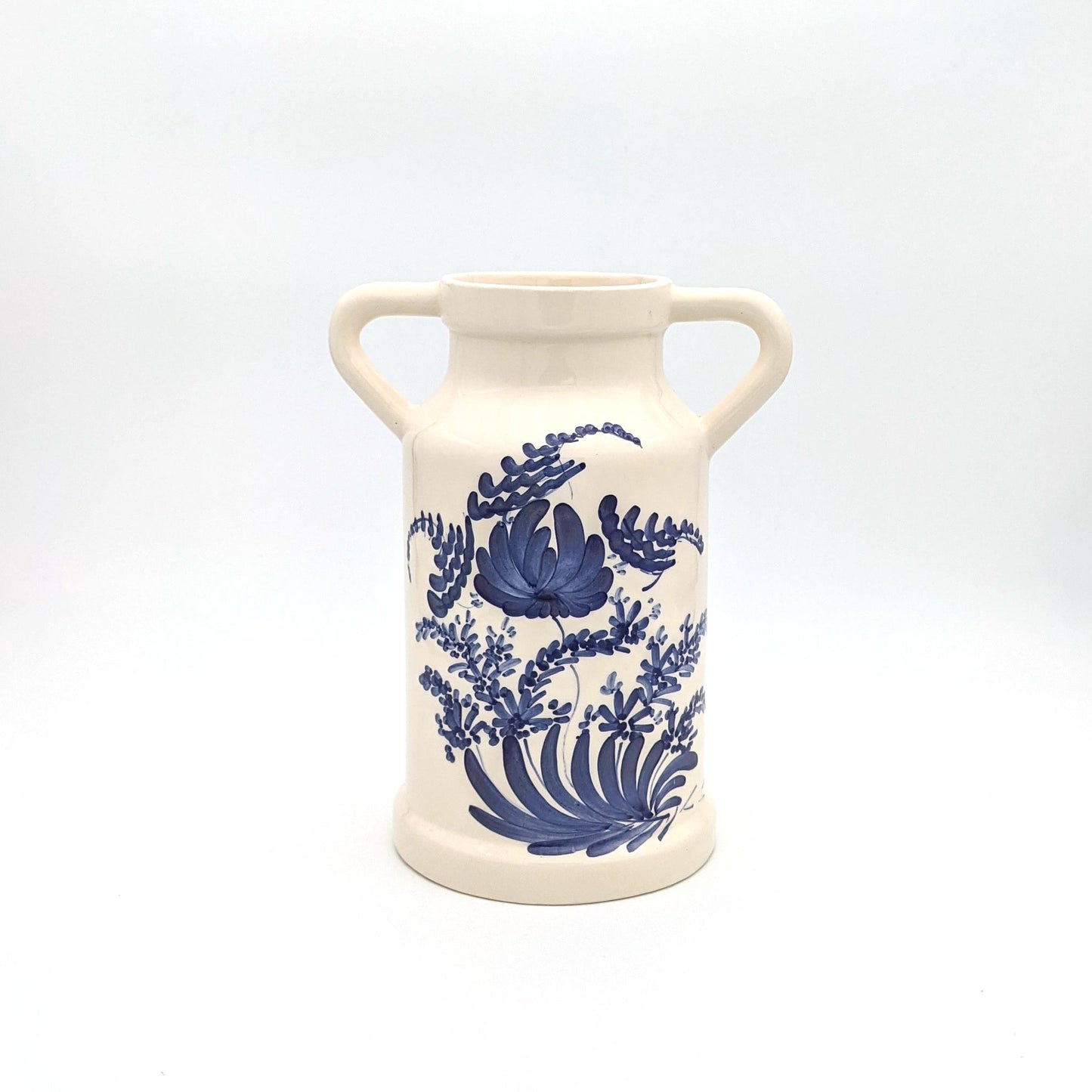 Set of 2 Mont Saint Michel ceramics with royal blue flower design