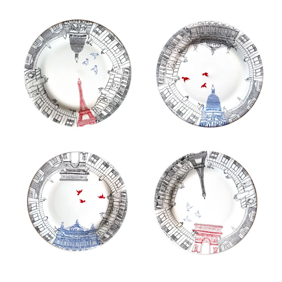 Gien dessert plates (x4) - Paris edition - French Address