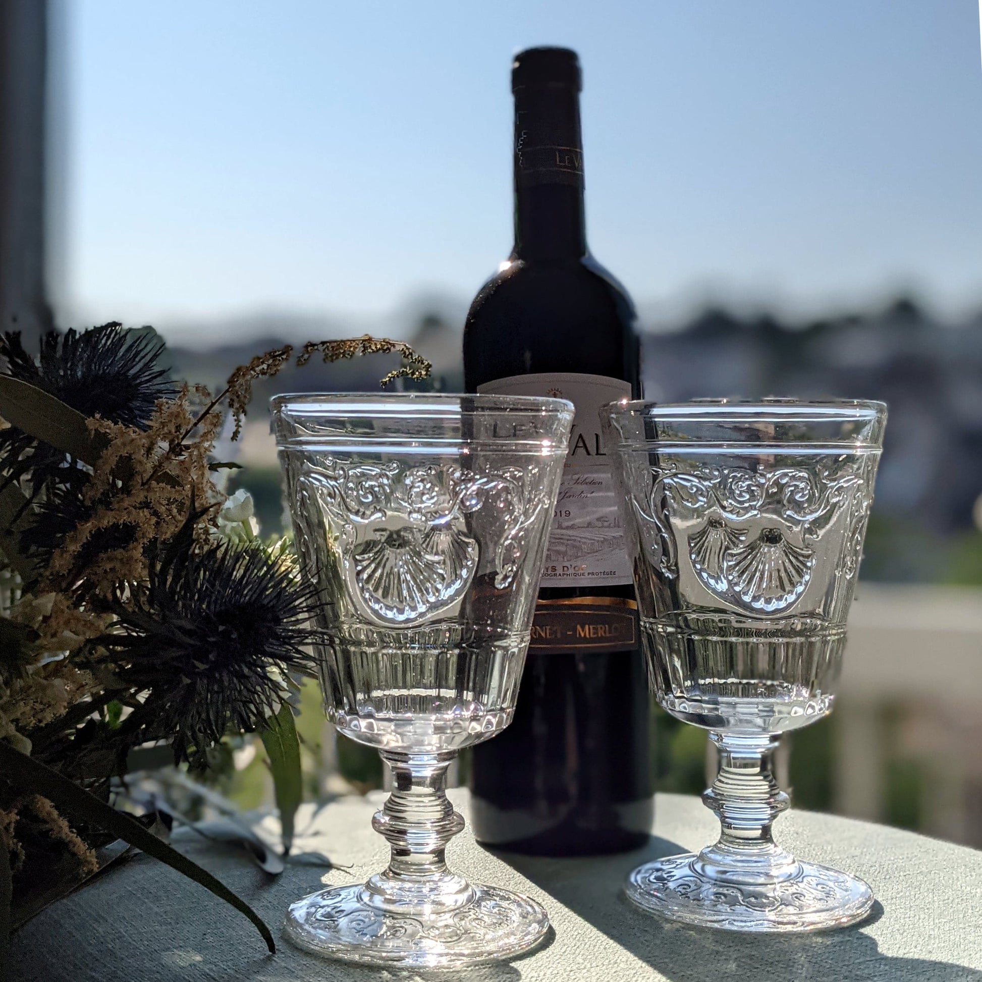 Set of 6 Versailles wine glasses and 6 drinking cups - French Address