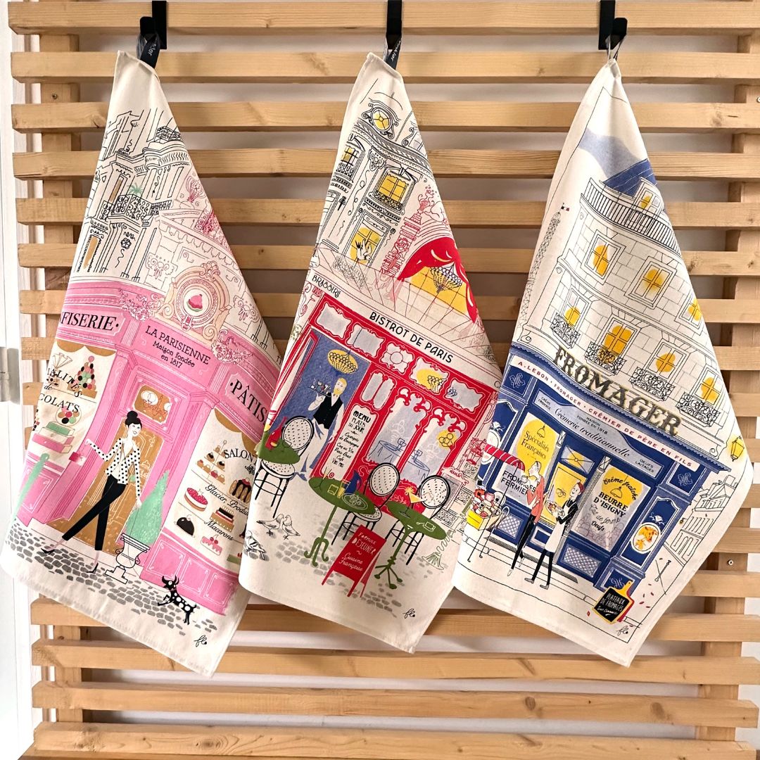 Set of 3 Paris themed kitchen towels