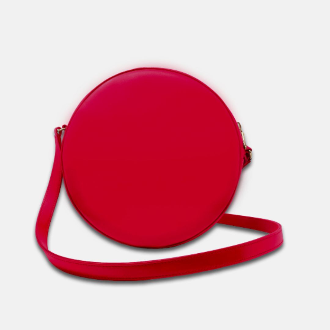Parisian round leather bag - red - French Address