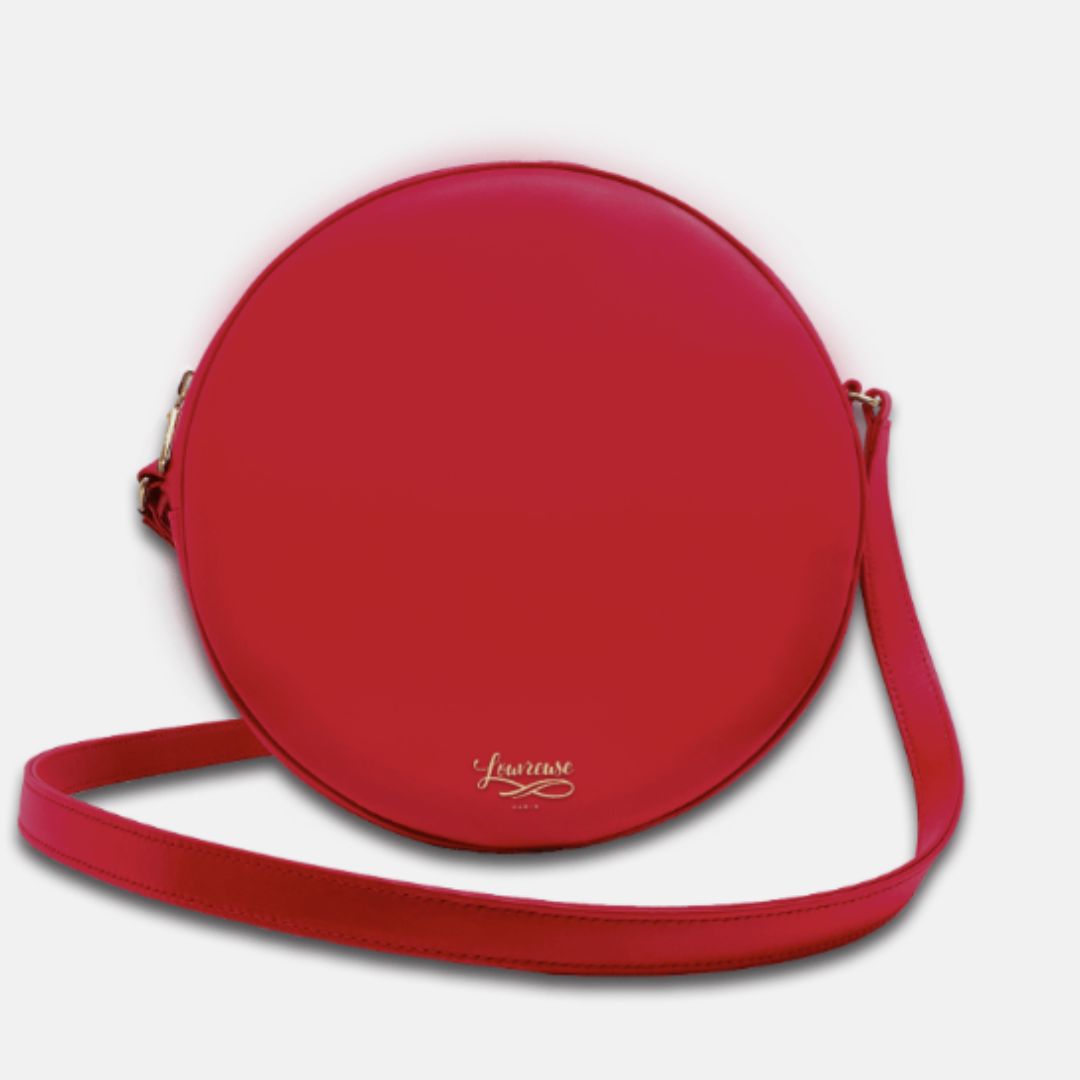 Parisian round leather bag - red - French Address
