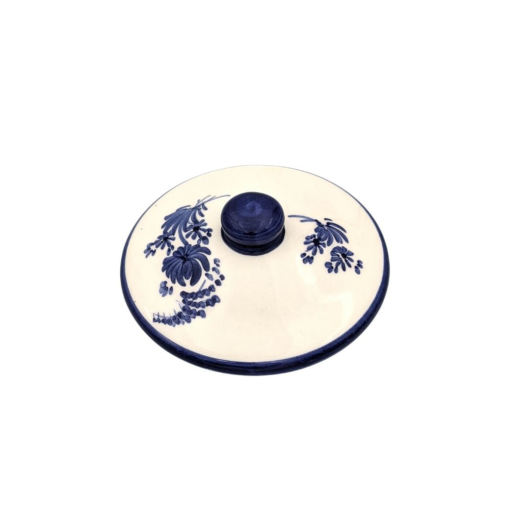 Set of 2 Mont Saint Michel ceramics with royal blue flower design - French Address