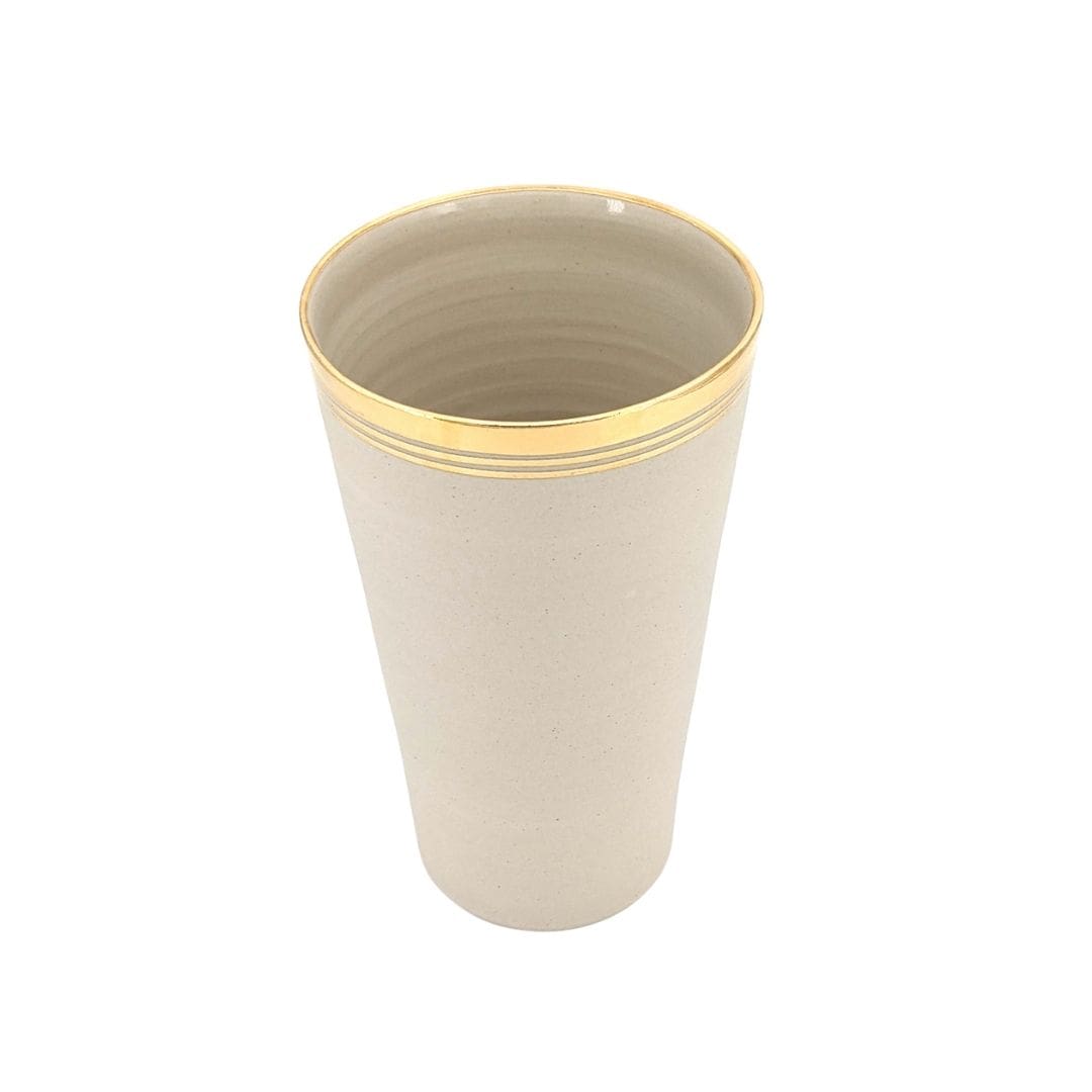 Medium stoneware & gold vase - French Address