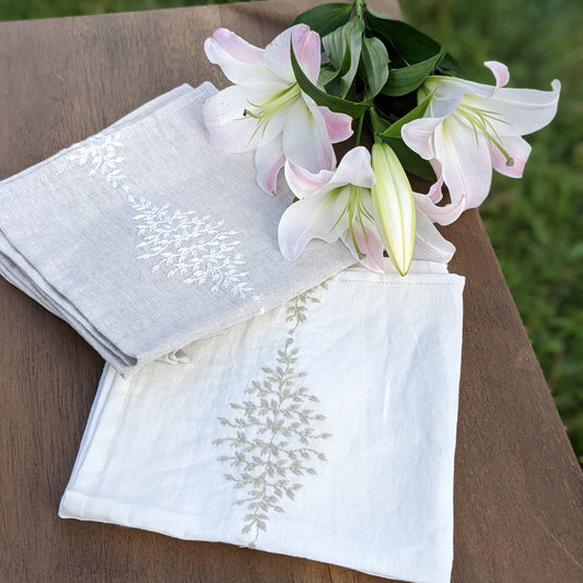 Set of 4 Embroidered napkins - French Address