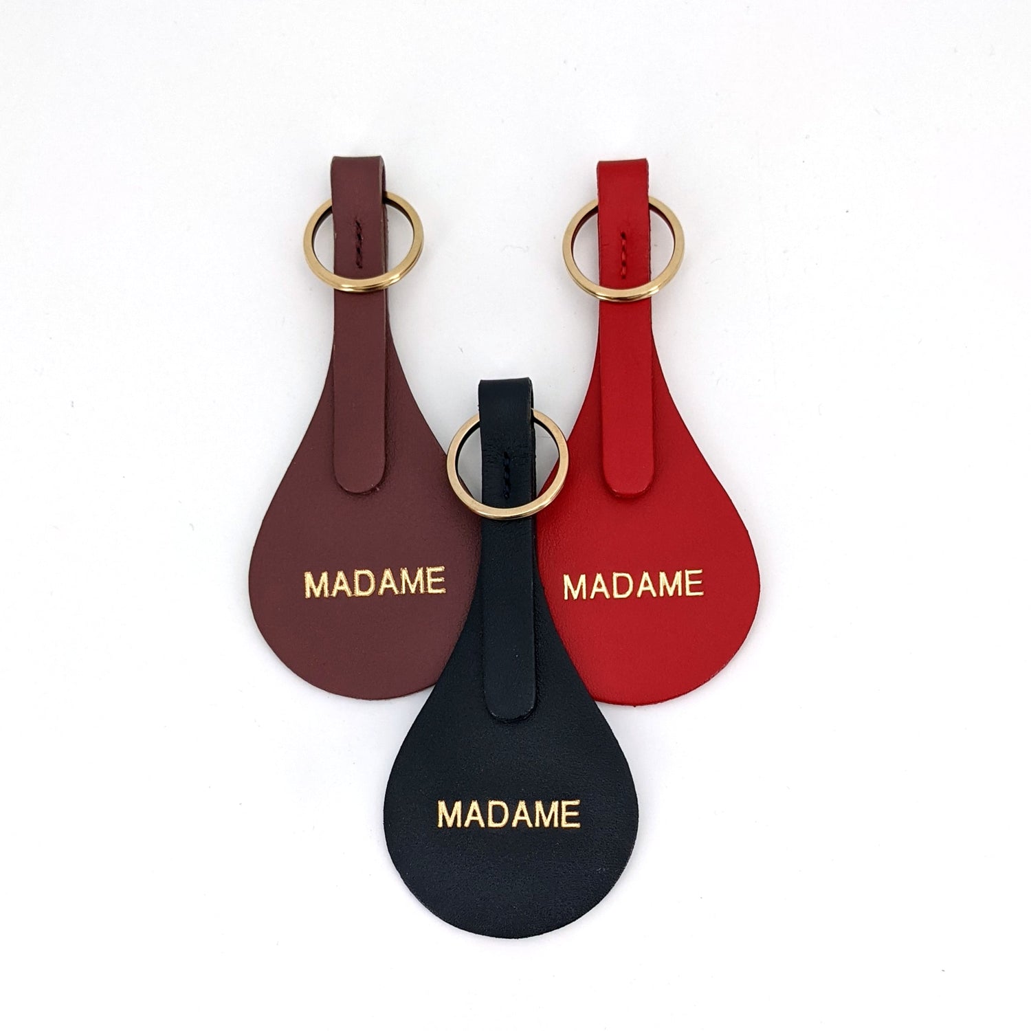 Leather keychain Madame - nostalgia rose - French Address