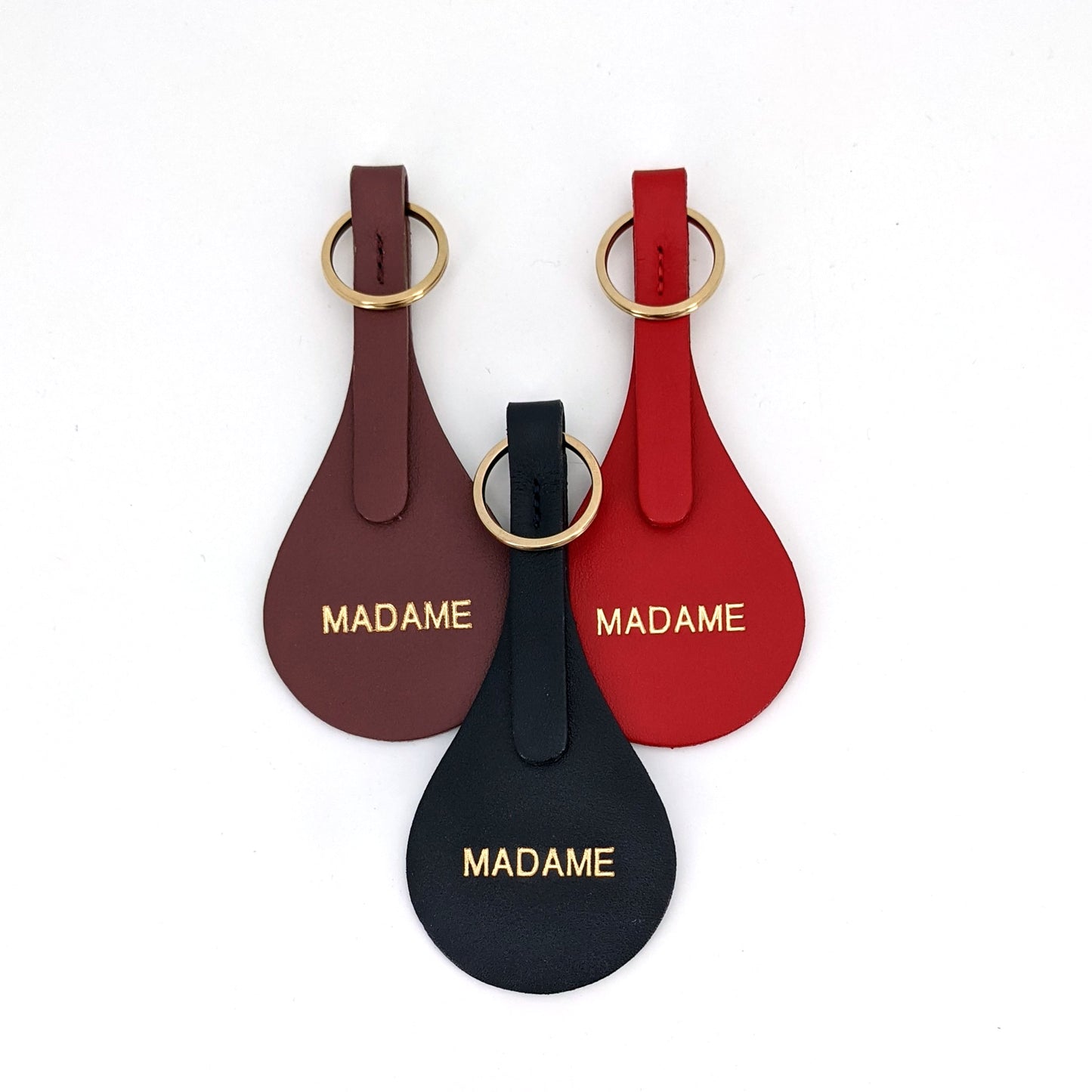 Leather keychain Madame - dark blue - French Address