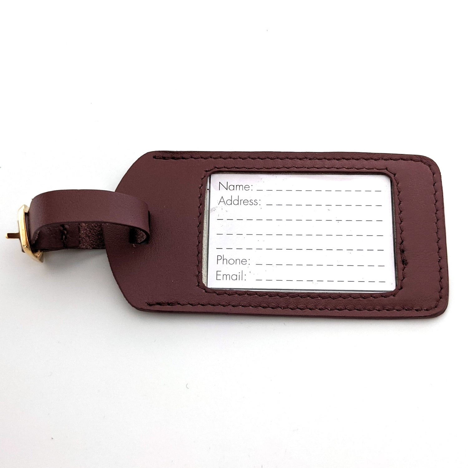 Leather luggage tag - nostalgia rose - French Address