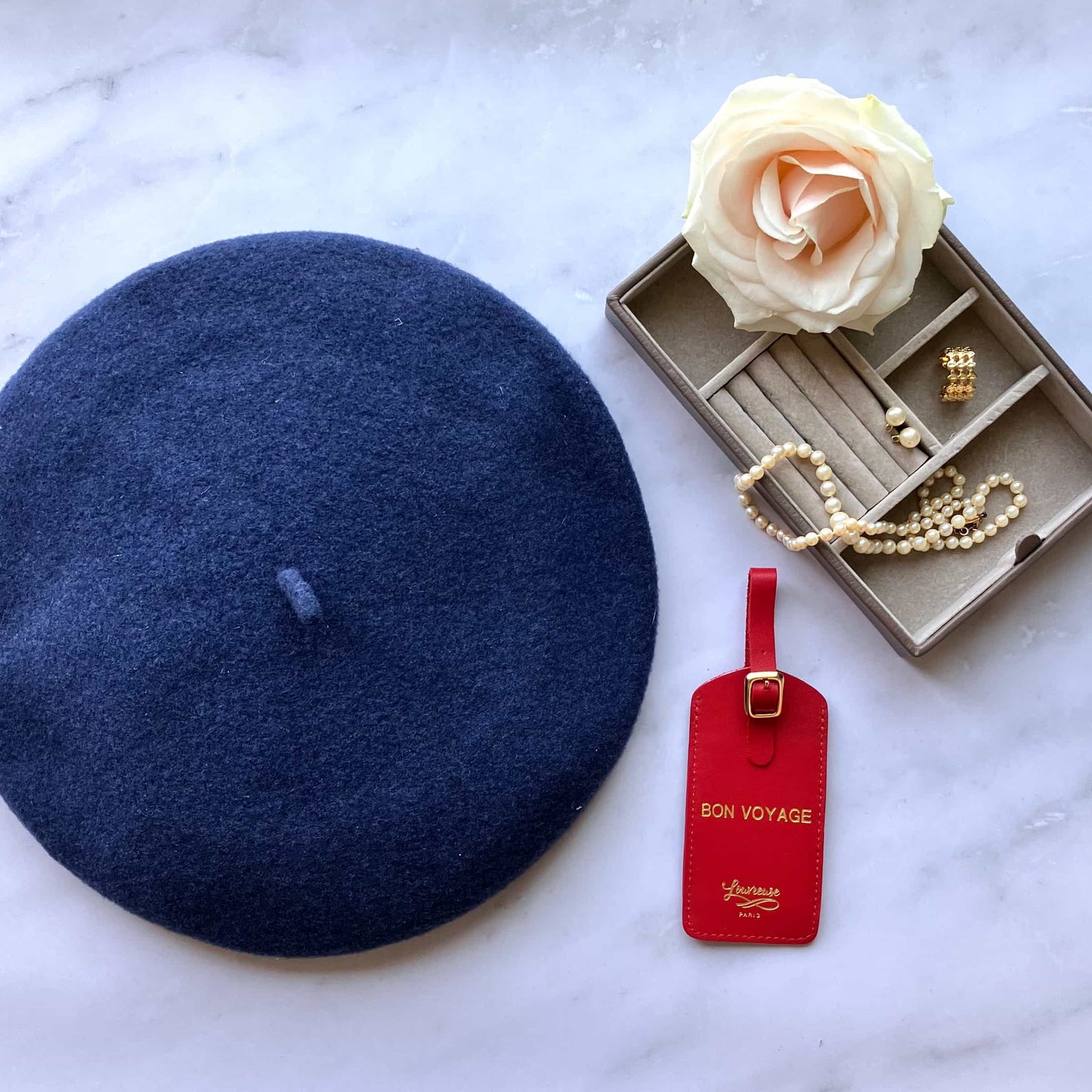 French beret in pure wool, navy color – French Address