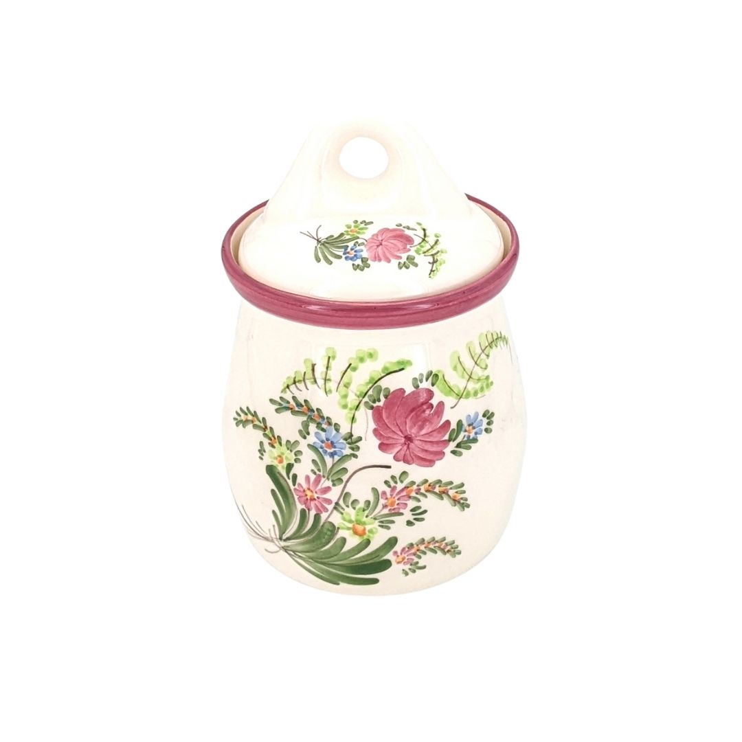 Ceramic canister - pink & green - French Address