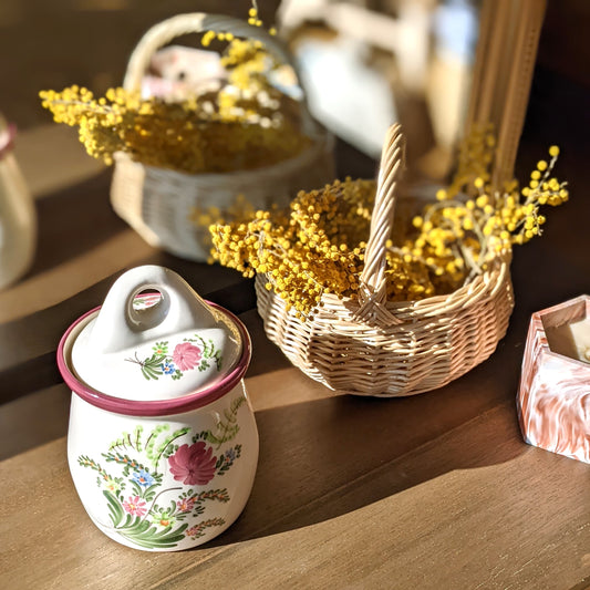 Ceramic canister - pink & green - French Address