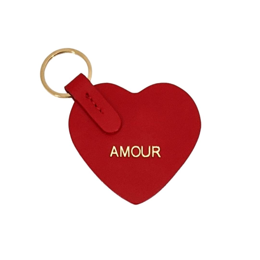 Leather keychain Love - red - French Address