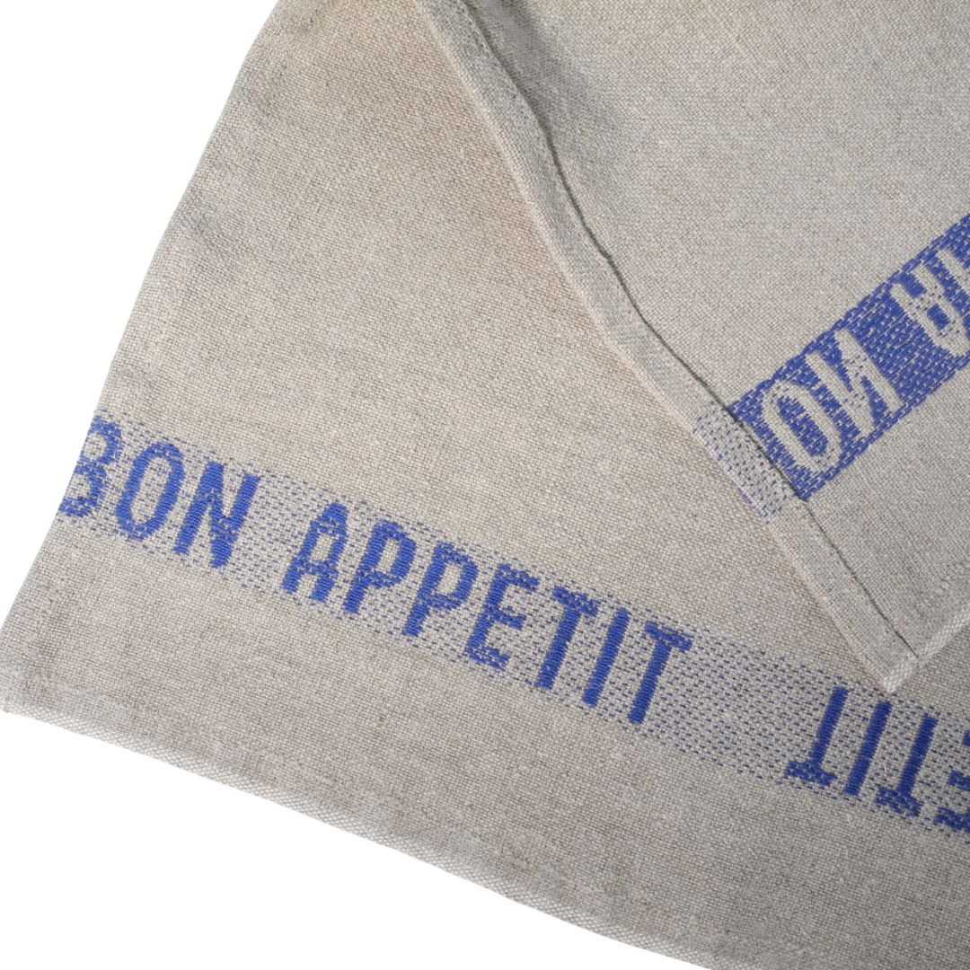 Set of 4 Bon appétit napkins - linen & blue - French Address