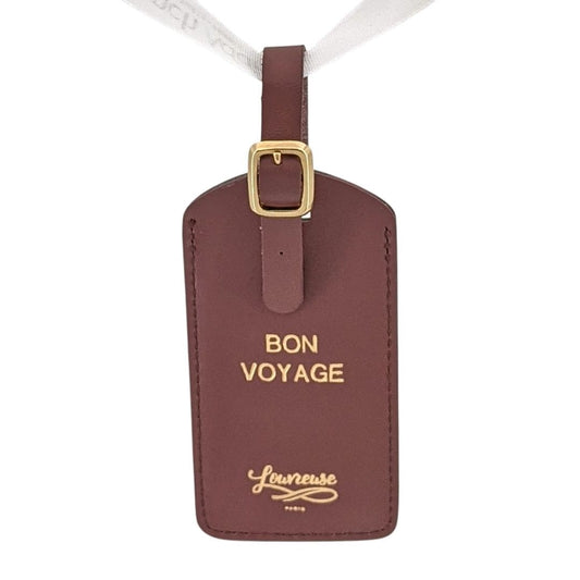 Leather luggage tag - nostalgia rose - French Address