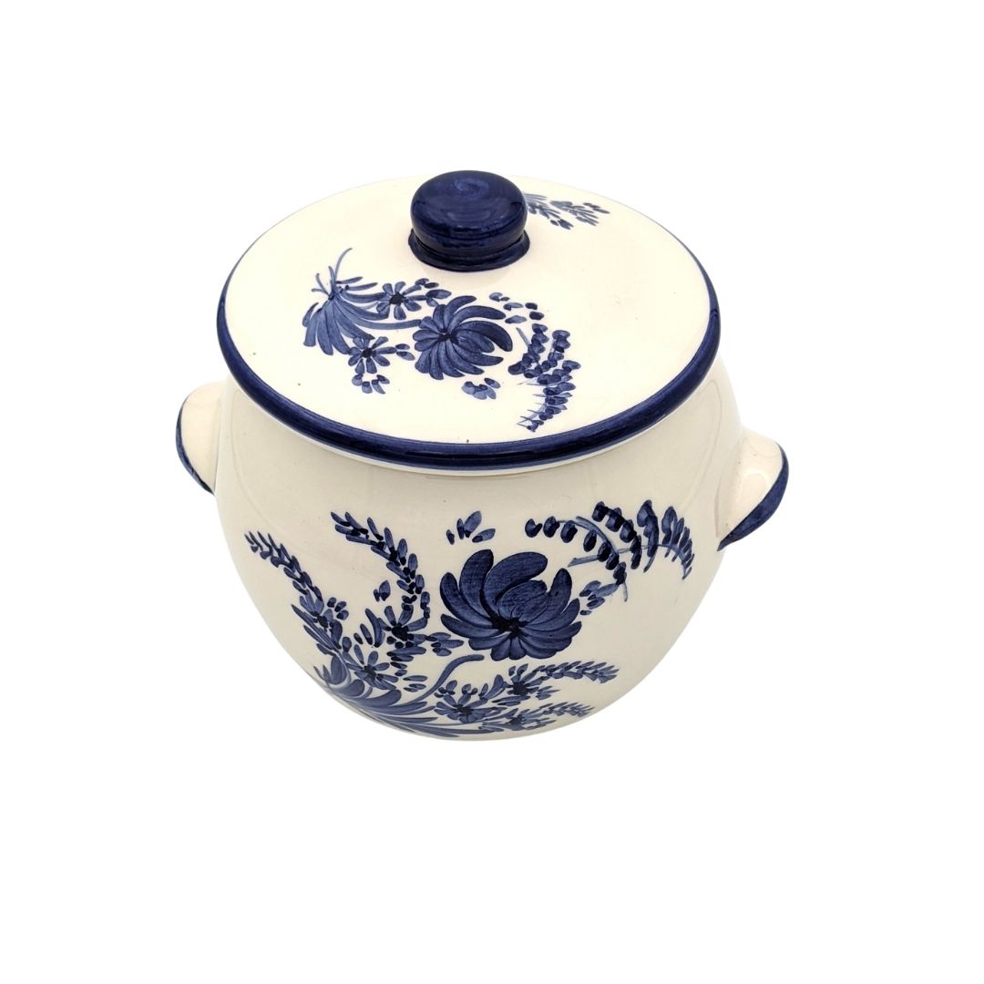 Round ceramic canister - royal blue - French Address