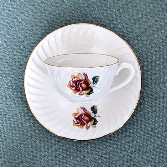 Vintage tea cups Rose (x2) - French Address