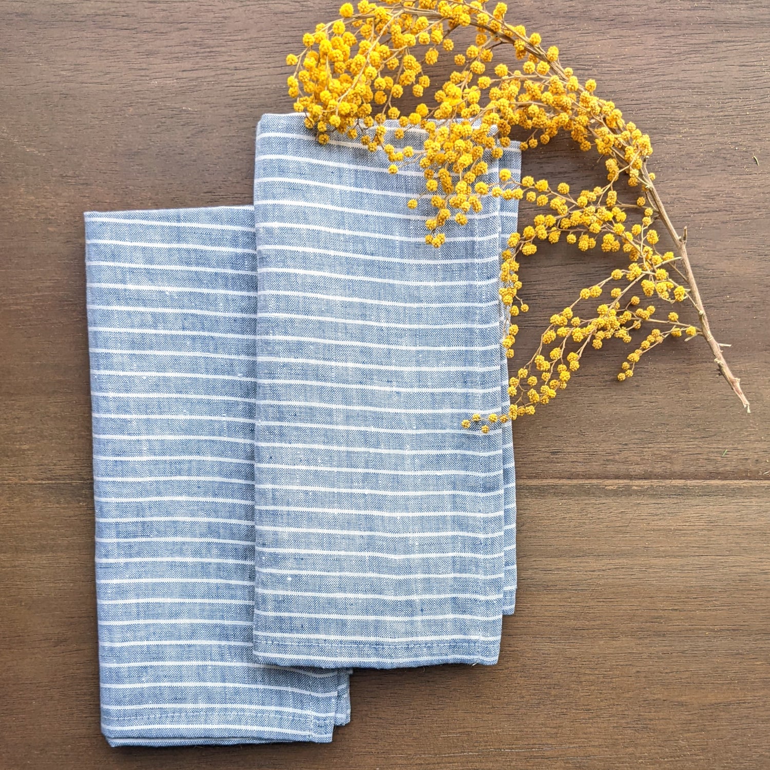 Striped napkins - French blue (x2) - French Address