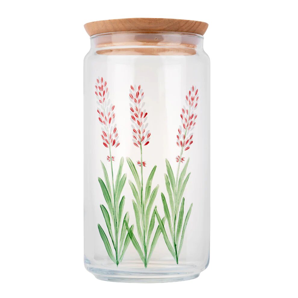 Hand-painted glass jar - red lavender 0.4 gal - French Address