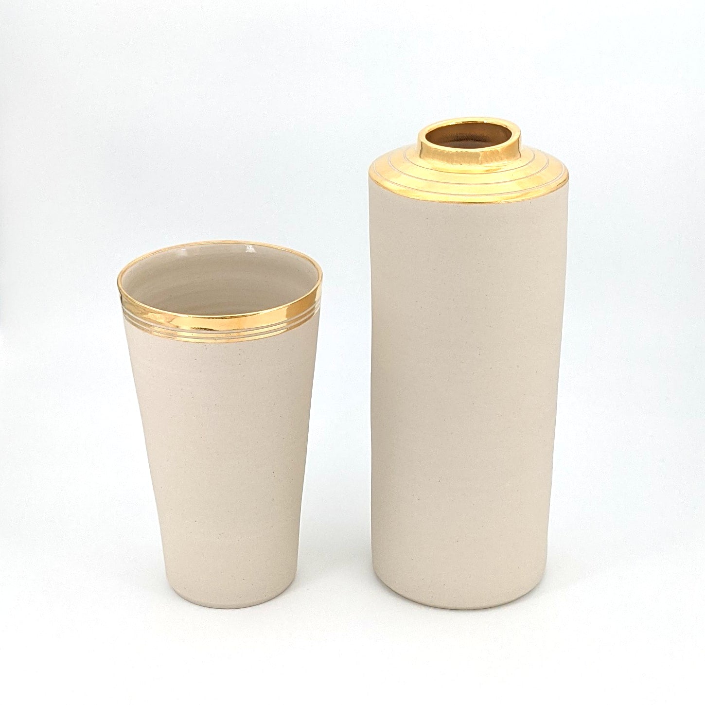 Medium stoneware & gold vase - French Address