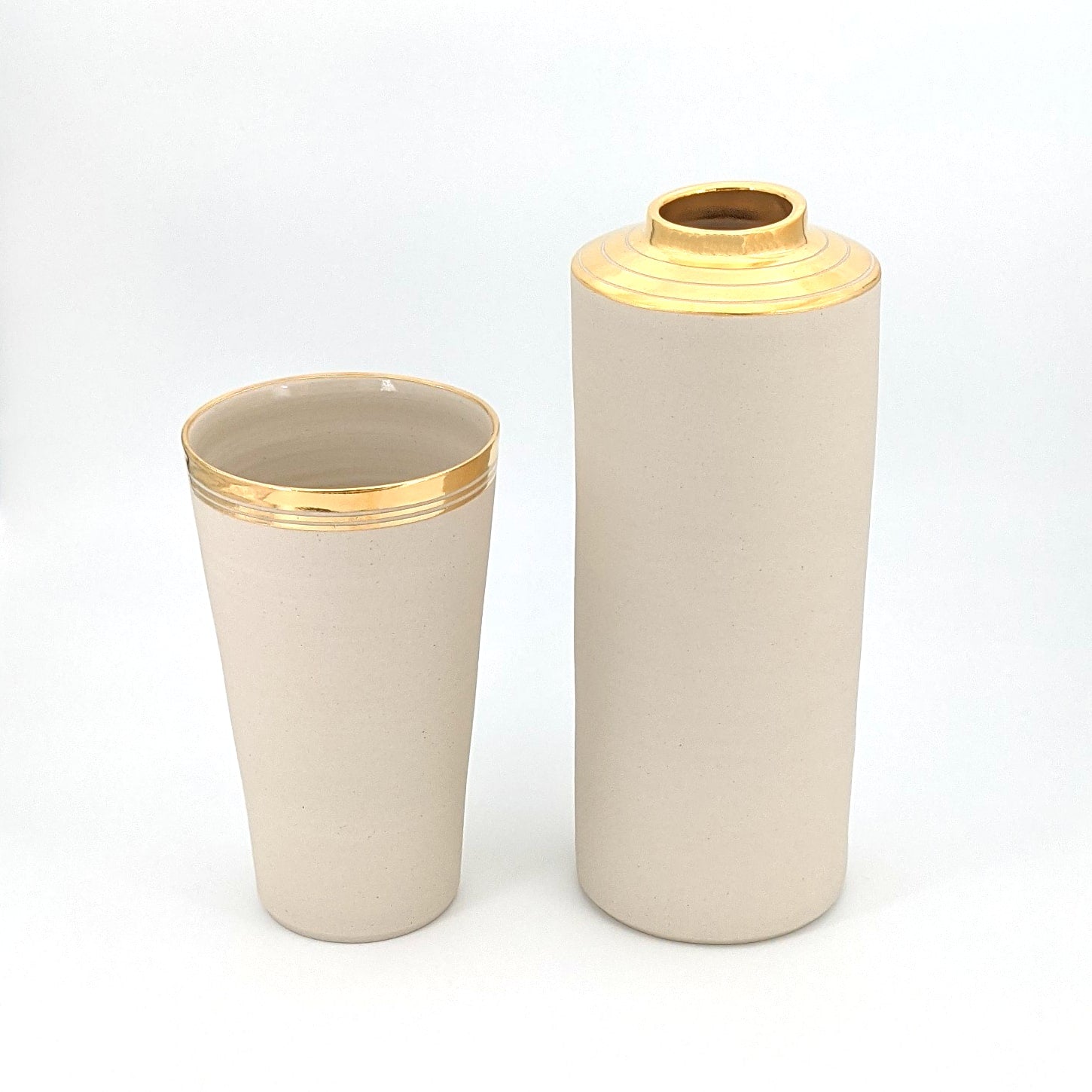 Medium stoneware & gold vase - French Address